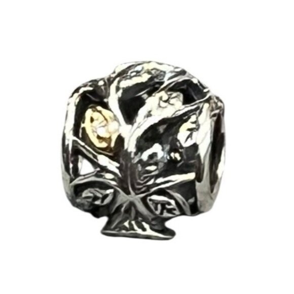 Pandora 925 Sterling Silver 14k Gold Family Bead Tree Charm 791205CZ 2 Tone New - Picture 4 of 6